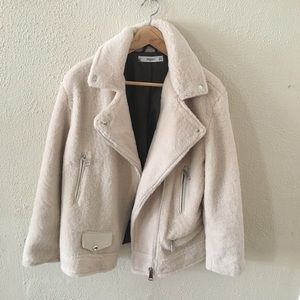 MANGO Faux Shearling Moto Jacket